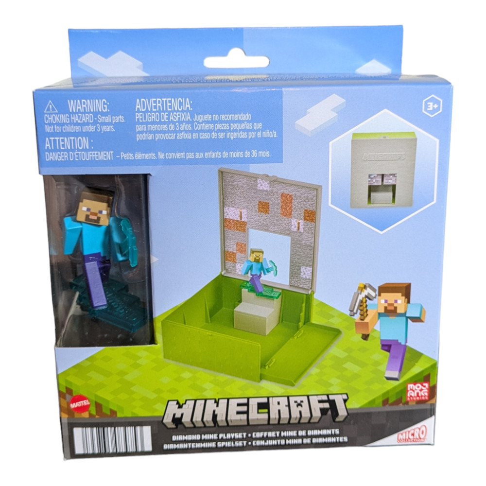 Mattel - Minecraft Micro Collection - Steve /w Diamond Mine Playset - NWT